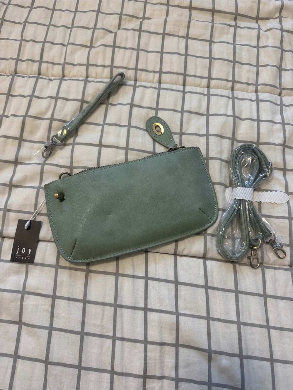 Joy Susan Sage Green Wristlet Clutch with Removable Straps